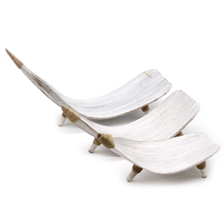 Whitewash Coconut Leaf Fruit Bowl Set - Natural & Eco-Friendly