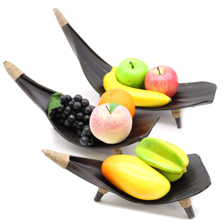 Coconut Leaf Fruit Bowl Set (Chocolate) - Natural & Eco-Friendly