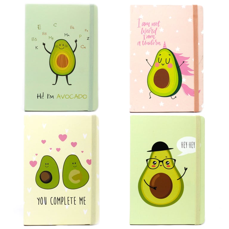 Crazy Avocado Assorted Designs A5 Notebook - Cool, Durable Writing Journal