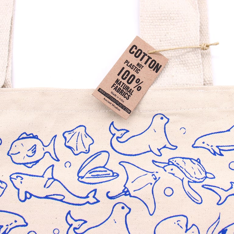 Big Cotton Shopping Bag - Reusable 38x42cm Forest Life Eco Friendly Tote Bag, 10oz Thick Cotton Construction