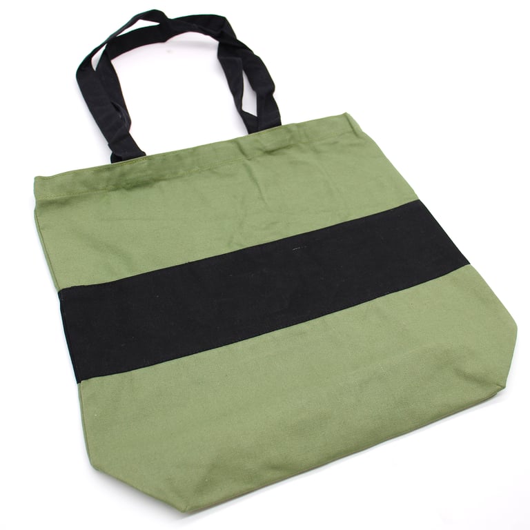 Two Tone Cotton Bag - Reusable 10oz Green and Black Home Storage Tote