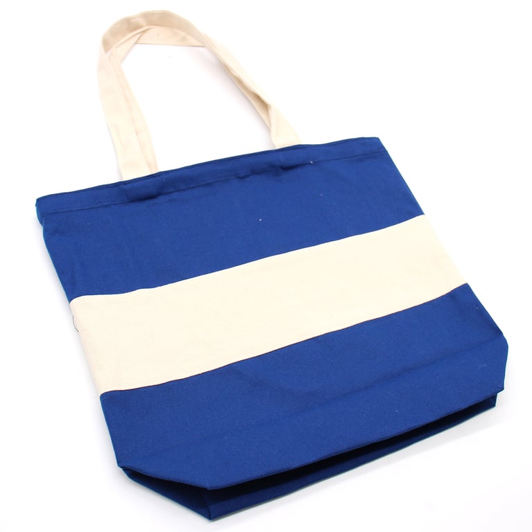 Two Tone Cotton Bag - 38x42cm Blue & Natural Canvas Tote Bag, 10oz, Home Decor Gift
