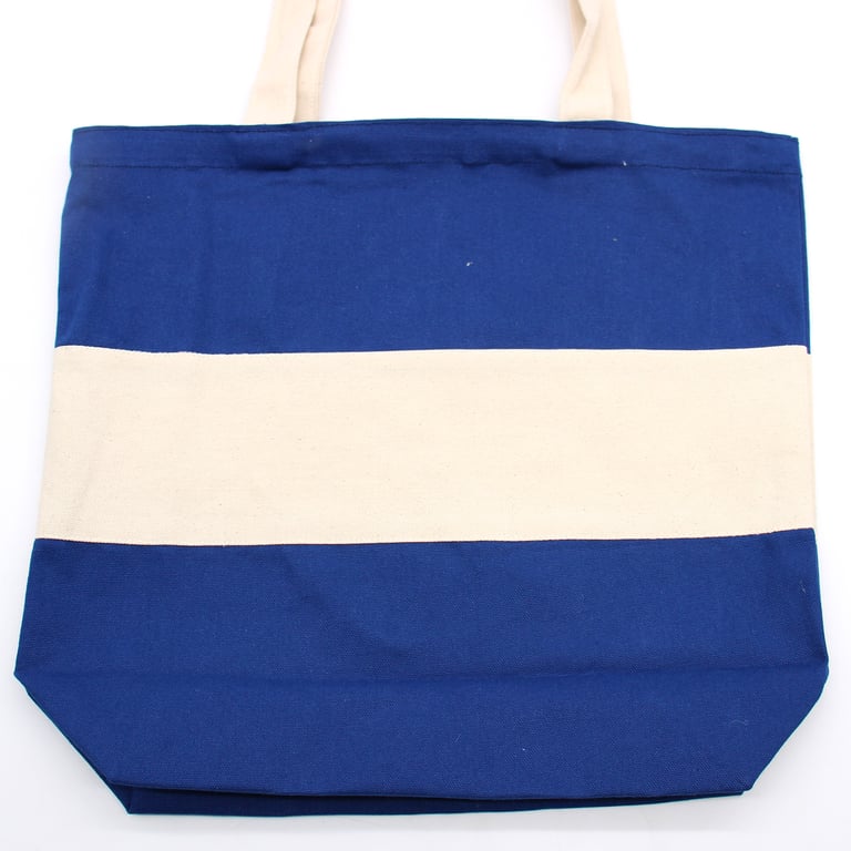 Two Tone Cotton Bag - 38x42cm Blue & Natural Canvas Tote Bag, 10oz, Home Decor Gift