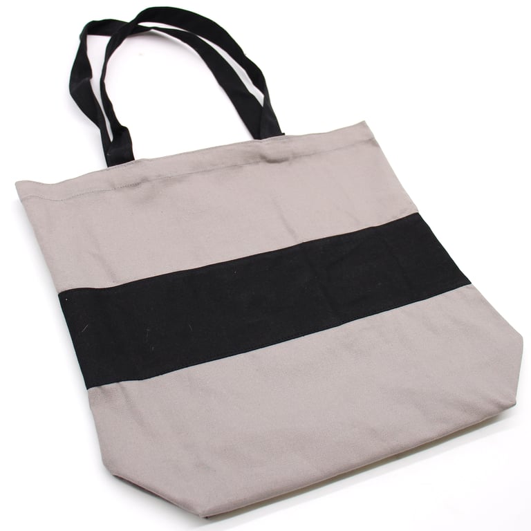 Two Tone Cotton Bag - Grey & Black Fashion Tote with Home Storage Capacity