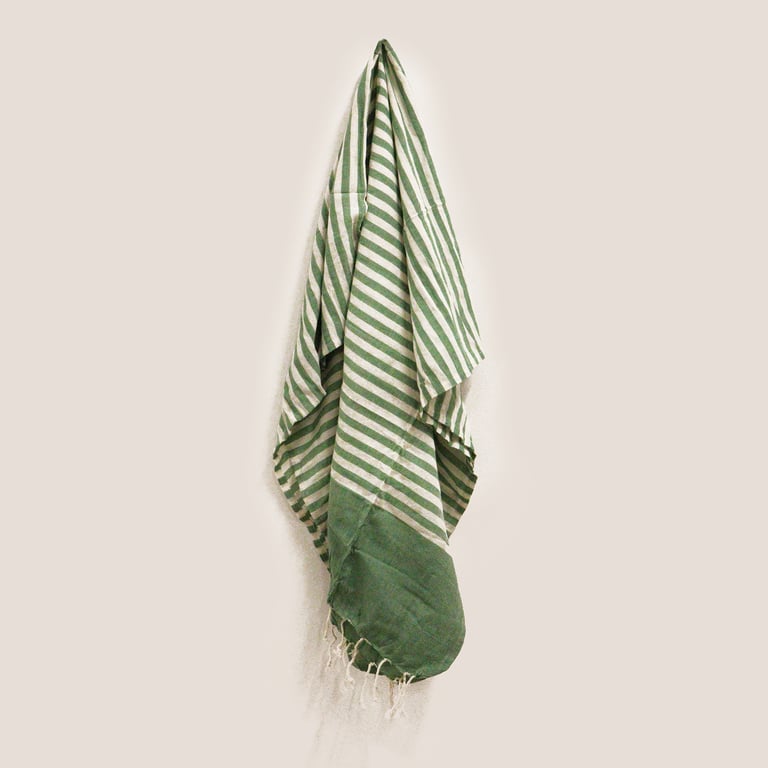 Cotton Pario Throw - 100x180 cm Outdoor Cotton Blanket in Picnic Green for Home Decor