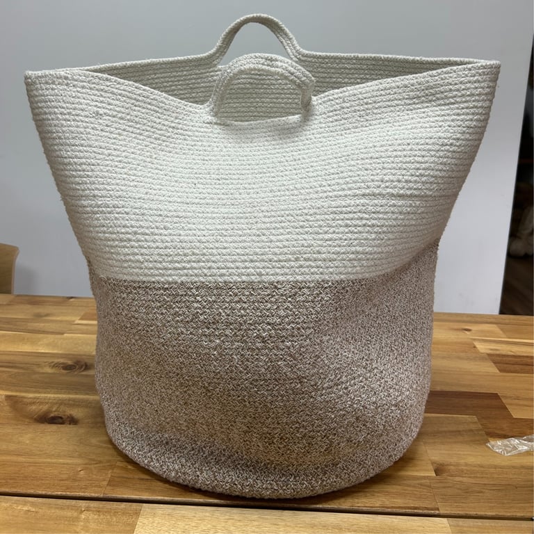 Large Beige Cotton Rope Storage Basket (45x40cm)