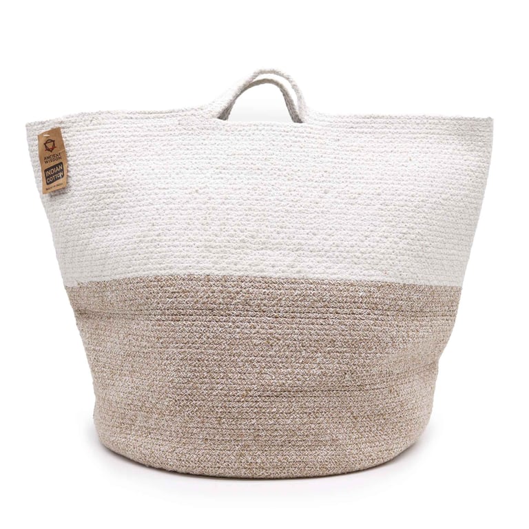 Large Beige Cotton Rope Storage Basket (45x40cm)