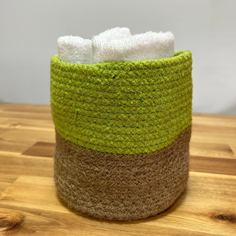 3 Pistachio Cotton Rope Storage Baskets - Durable & Stylish