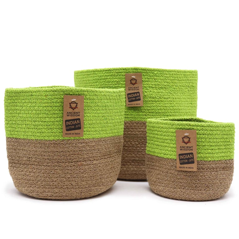 3 Pistachio Cotton Rope Storage Baskets - Durable & Stylish