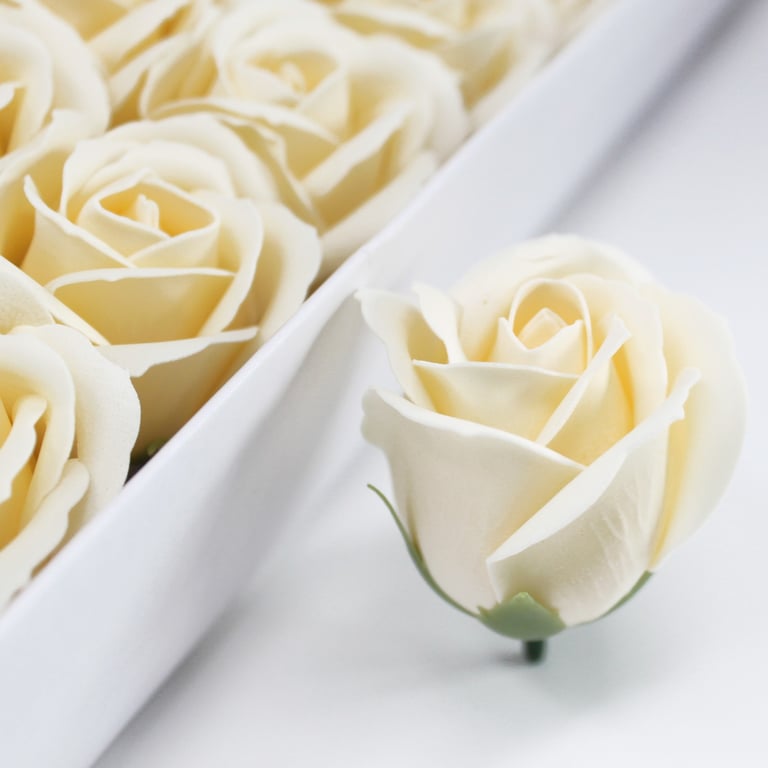 Handmade Craft Soap Flowers - Med Rose Ivory Home Decor Accent