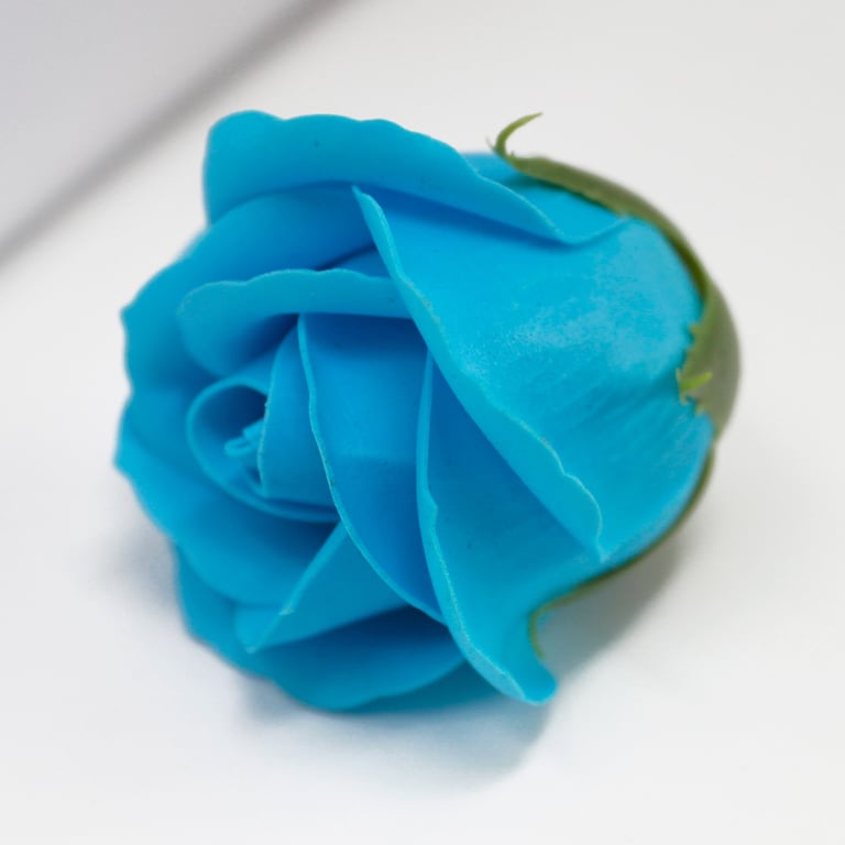 Handmade Craft Soap Flowers - Med Rose in Sky Blue