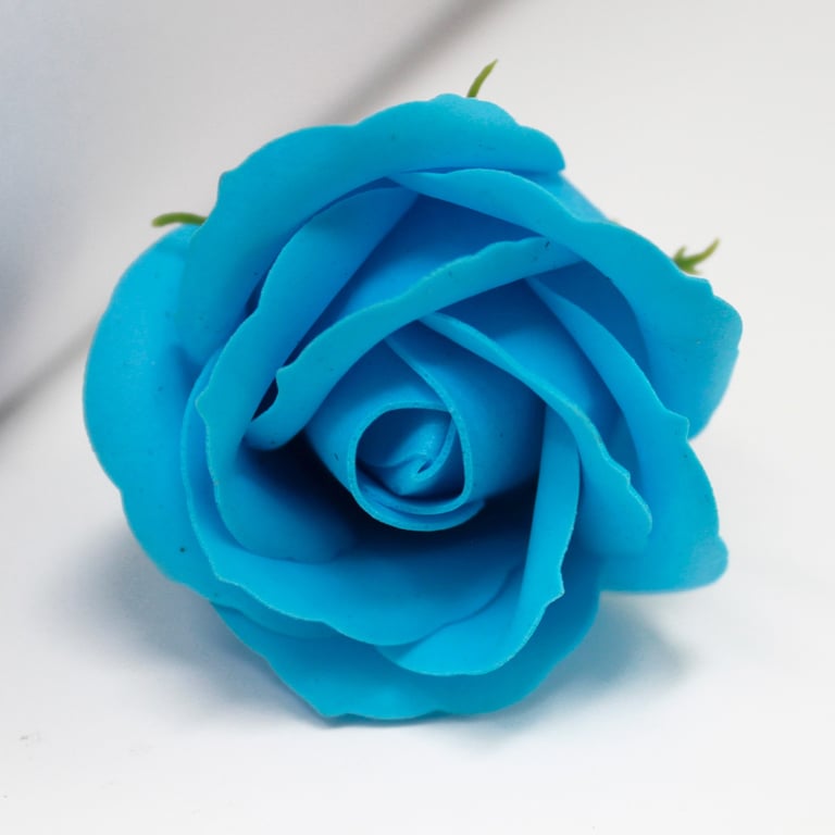 Handmade Craft Soap Flowers - Med Rose in Sky Blue