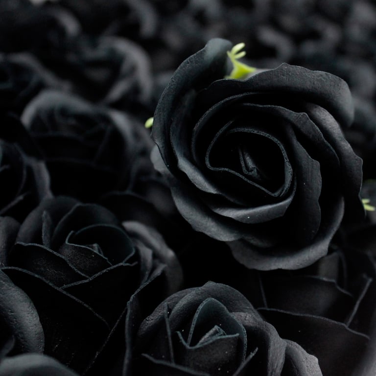 Handmade Craft Soap Flowers - Med Rose Black Decorative Home Accents