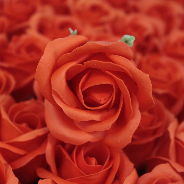 Handmade Med Rose Soap Flowers - Sunset Orange, Craft Soap Decorations