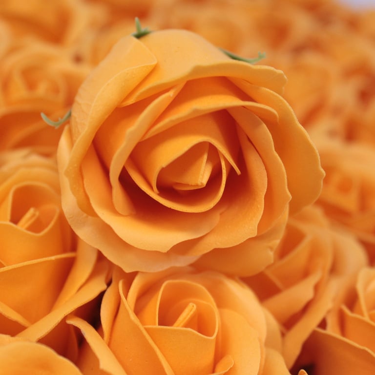 Handmade Craft Soap Flowers - Med Rose Orange Blooms