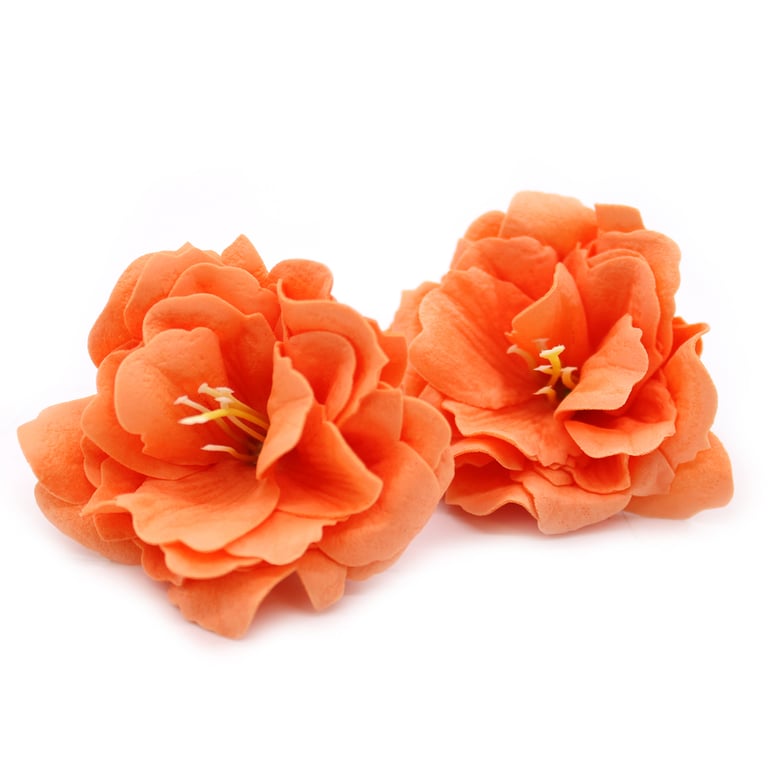 Handmade Small Peony Craft Soap Flower - Orange Hue Bath Gift