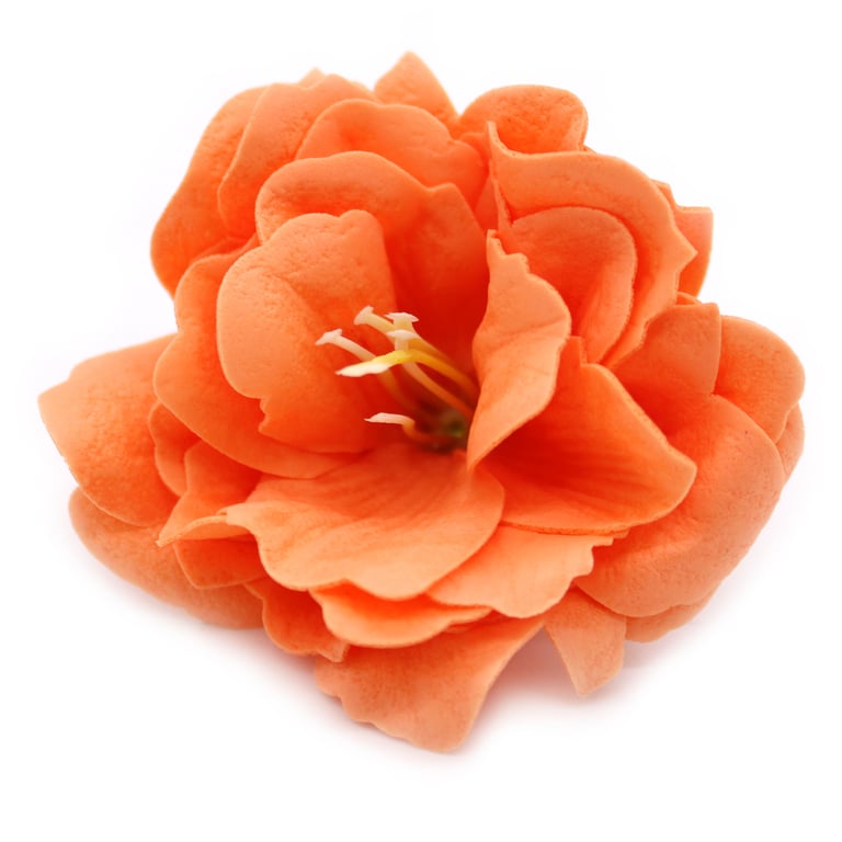 Handmade Small Peony Craft Soap Flower - Orange Hue Bath Gift