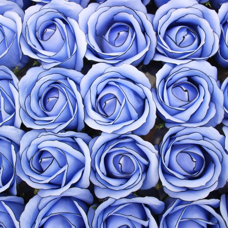 Handmade Craft Soap Flowers - Med Rose Blue With Black Rim Home Decor Accents