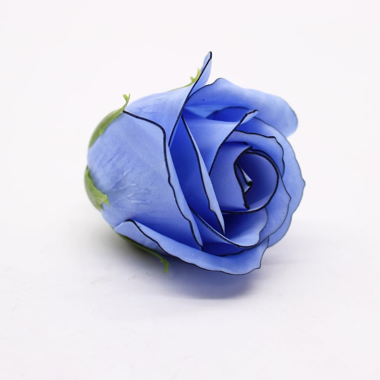 Handmade Craft Soap Flowers - Med Rose Blue With Black Rim Home Decor Accents