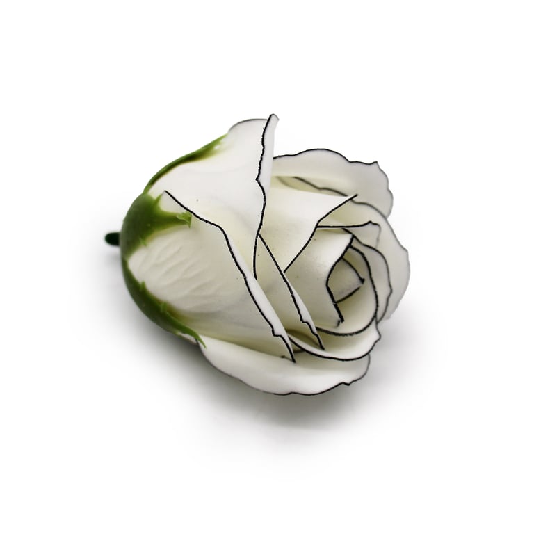 Ivory Craft Soap Flowers - Med Rose Design with Black Rim