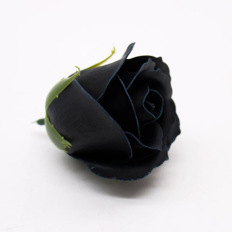 Handcrafted Med Rose Craft Soap Flowers - Black Base & White Rim