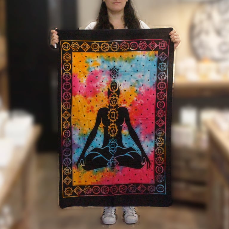 Cotton Chakra Buddha Wall Art - Spiritual Boho Meditation Decor