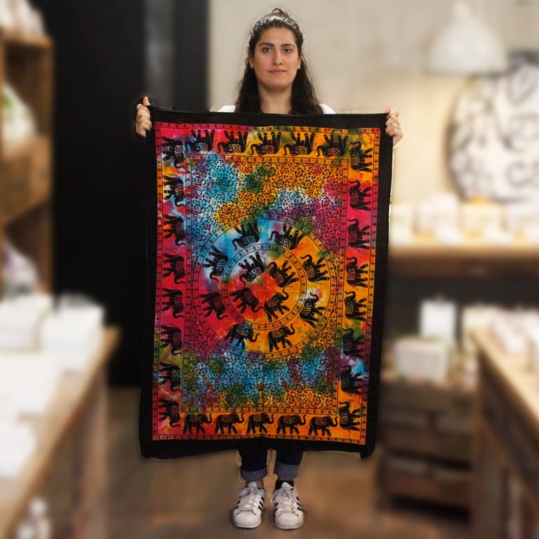 Cotton Elephant Mandala Wall Art - Abstract Home Decor Print