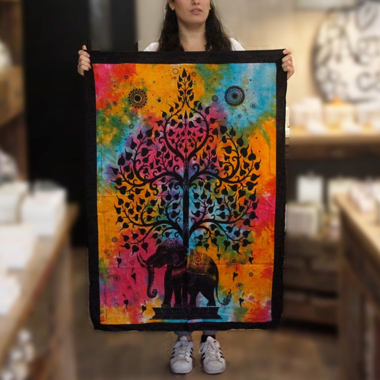Cotton Elephant Tree Wall Art - Sustainable Boho Home Decor