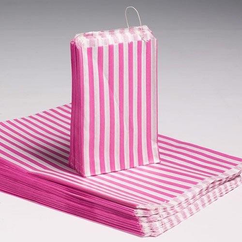 7x9 Transparent Candy Stripe Bags (PINK) - Durable & Attractive Packaging