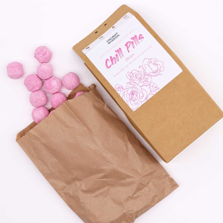 Chill Pills Relaxation Gift Pack 350g Rose - Stress Relief Supplements for Calming Mind and Body