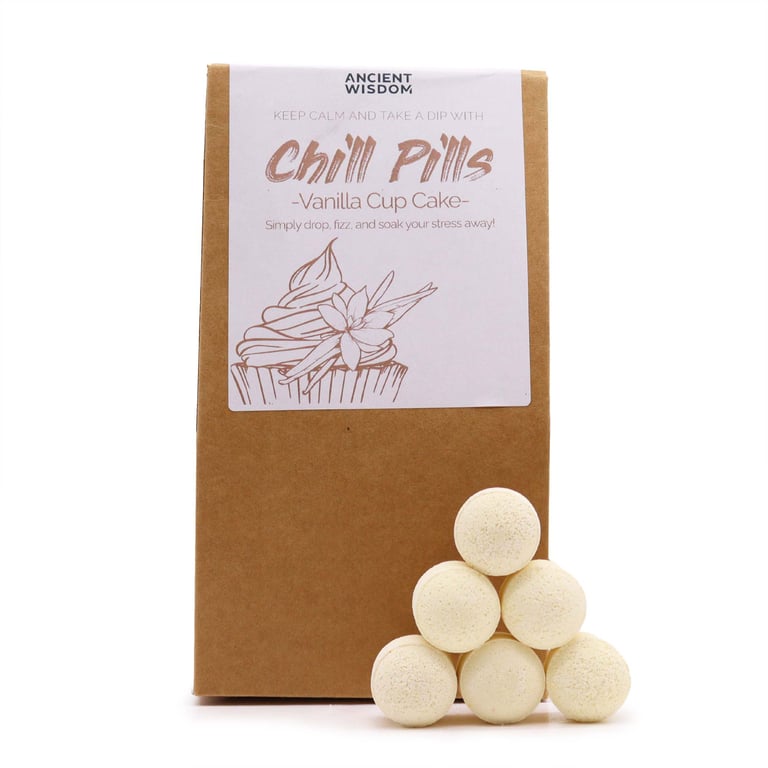 Chill Pills Gift Pack - 350g Vanilla Cup Cake Relaxation Treat for Stress Relief and Calming Sweets
