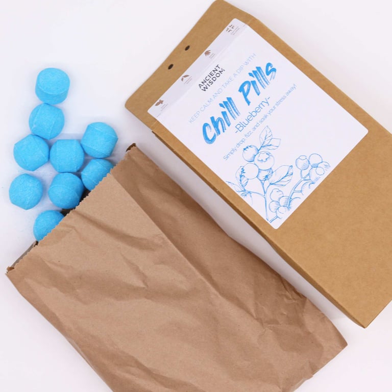 Blueberry Chill Pills Gift Pack 350g - Relaxation Treats for Stress Relief Chocolates