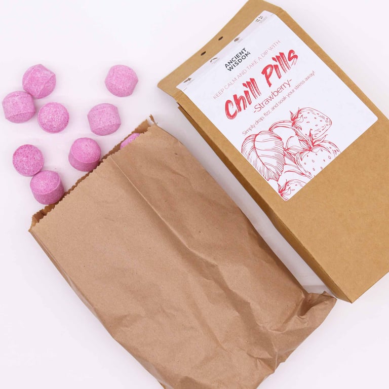 Strawberry Chill Pills Gift Pack - 350g Relaxation and Stress Relief Capsules for Calm Mind and Body