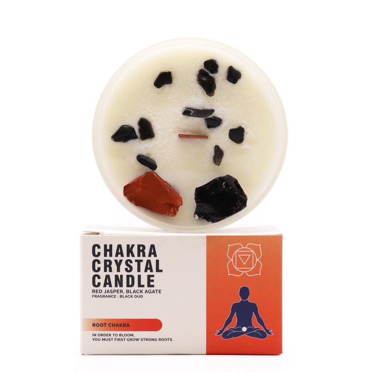 Root Chakra Crystal Candle - Harmonize and Balance Your Energy with Meditation and Healing Properties