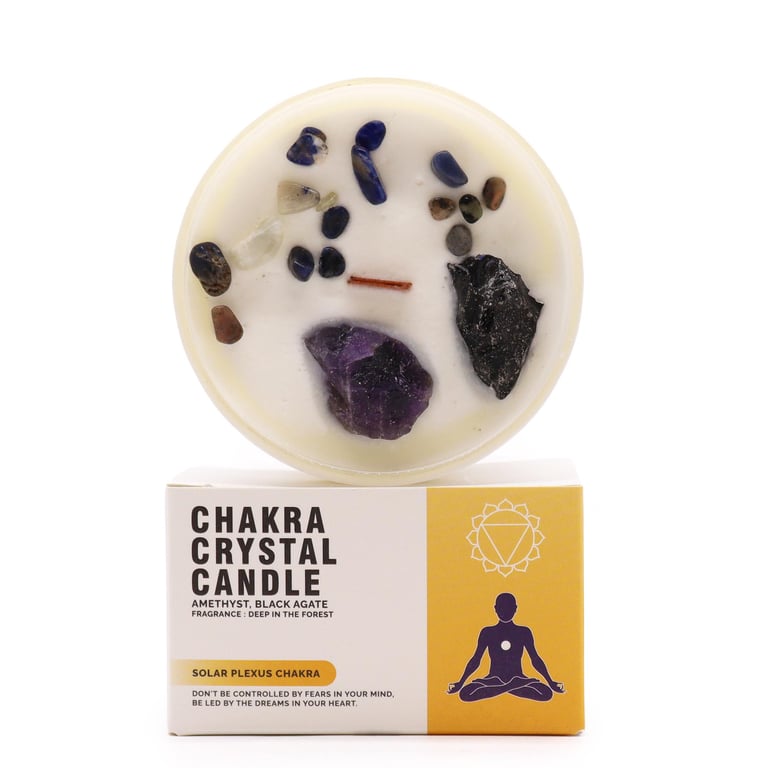 Solar Plexus Chakra Crystal Candles for Energy Balance and Spiritual Wellness
