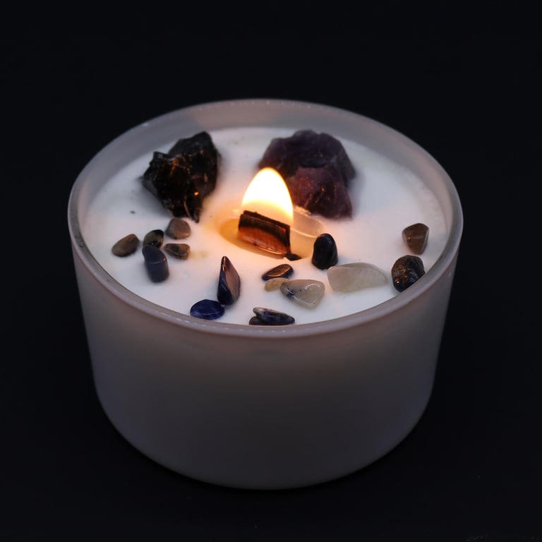 Solar Plexus Chakra Crystal Candles for Energy Balance and Spiritual Wellness