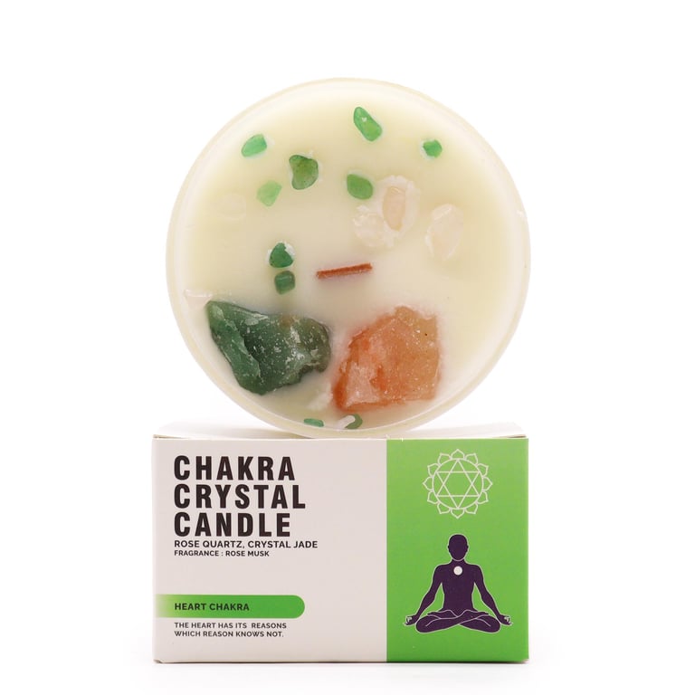 Heart Chakra Crystal Candles - Balancing Emotional Energy for Spiritual Growth and Meditation