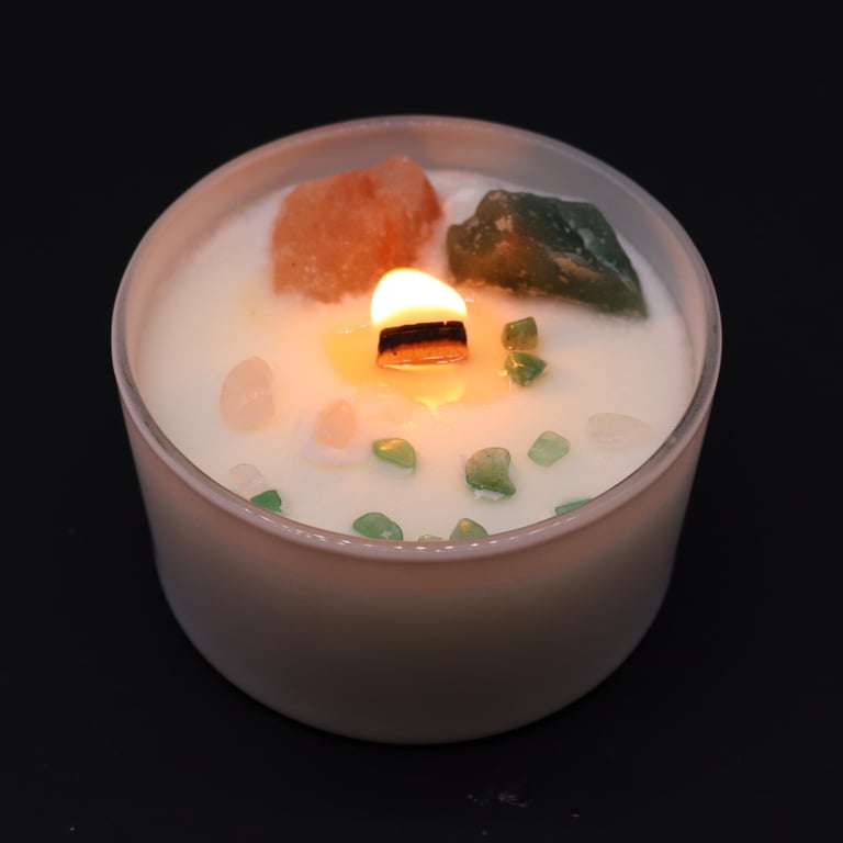 Heart Chakra Crystal Candles - Balancing Emotional Energy for Spiritual Growth and Meditation