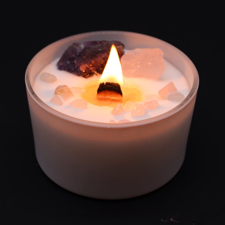 Third Eye Chakra Crystal Candle - Spiritual Meditation Aid for Energy Healing and Balance