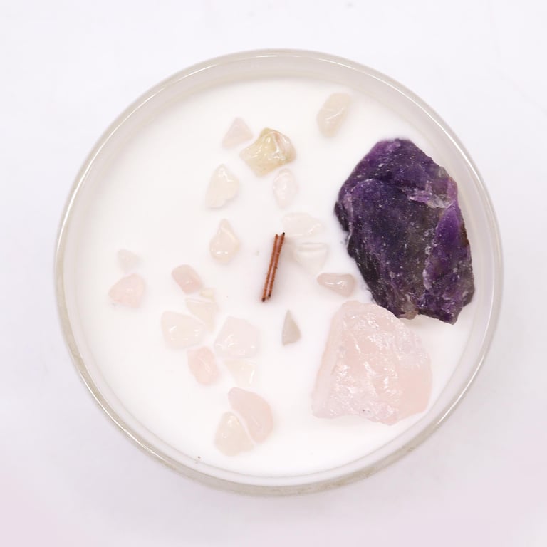 Third Eye Chakra Crystal Candle - Spiritual Meditation Aid for Energy Healing and Balance