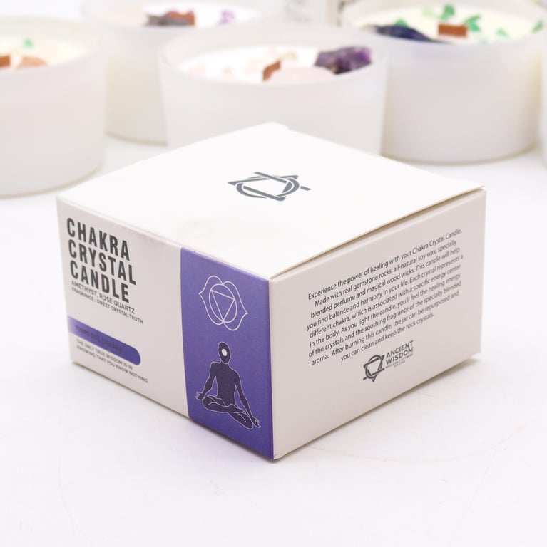Third Eye Chakra Crystal Candle - Spiritual Meditation Aid for Energy Healing and Balance