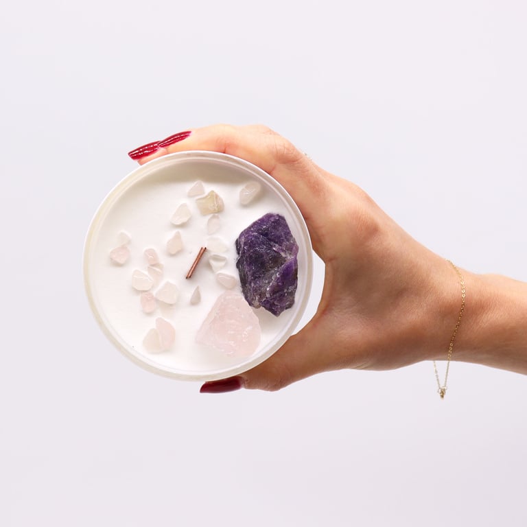Third Eye Chakra Crystal Candle - Spiritual Meditation Aid for Energy Healing and Balance
