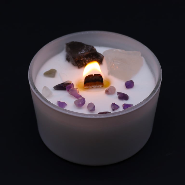 Crown Chakra Crystal Candle - Spiritual Healing and Meditation Aid