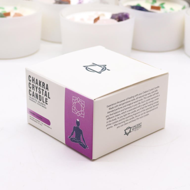 Crown Chakra Crystal Candle - Spiritual Healing and Meditation Aid