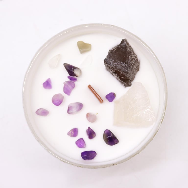 Crown Chakra Crystal Candle - Spiritual Healing and Meditation Aid