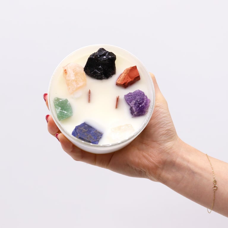 Large Chakra Crystal Candles - 7-Chakra Energy Healing and Spiritual Lighting