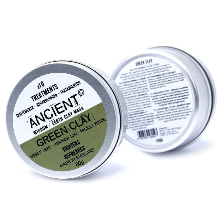 Green Clay Face Mask 80g - Natural Skin Detoxifying and Cleansing Organic Clay Facial Treatment