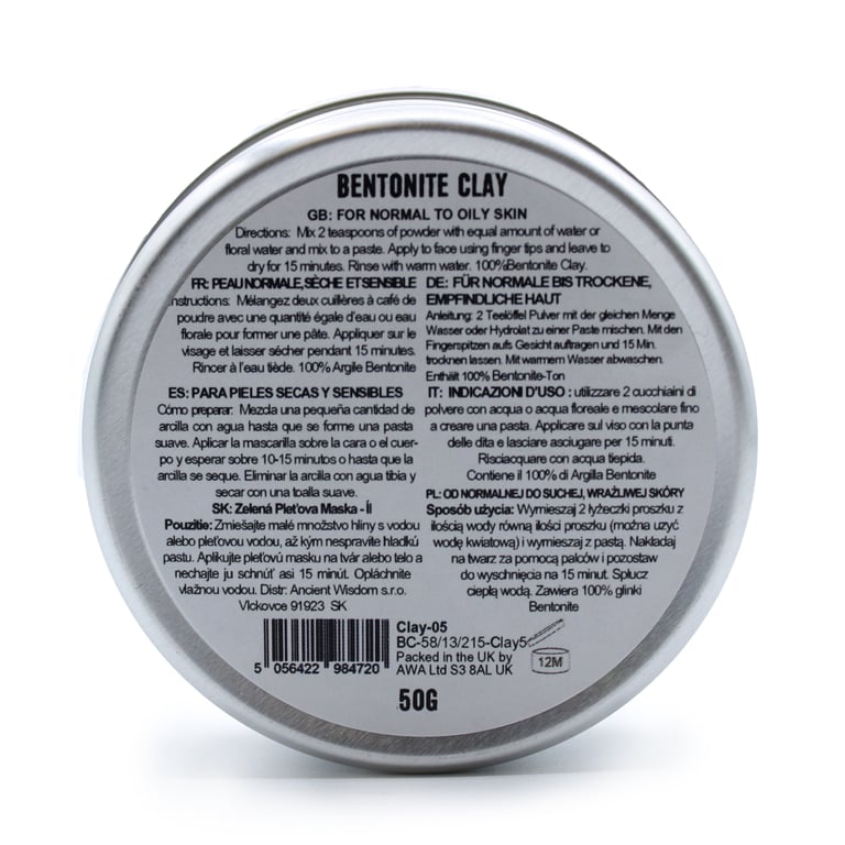 Bentonite Clay 50g - Natural Skin Detoxifier & Face Mask for Acne Treatment and Beauty Care