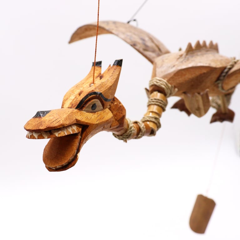 Natural Coconut Dragon Mobile 37cm - Eco-Friendly Indoor Hanging Decoration