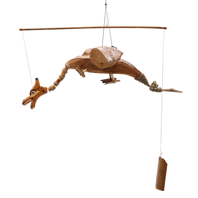 Natural Coconut Dragon Mobile 37cm - Eco-Friendly Indoor Hanging Decoration